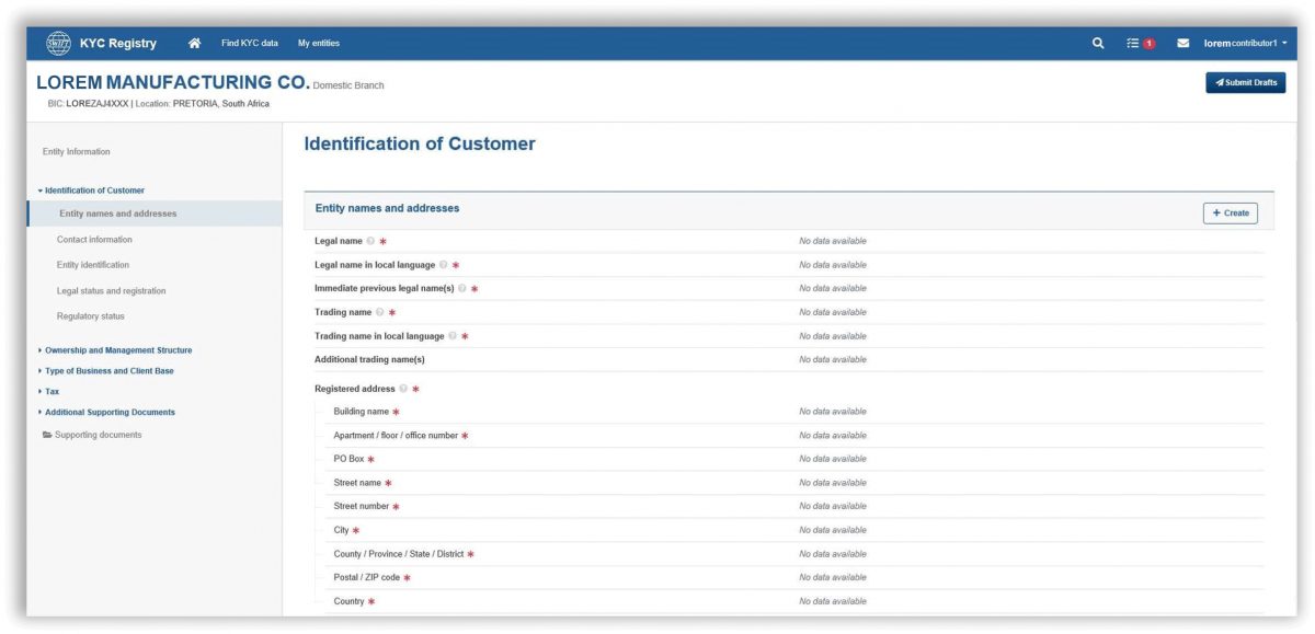 Corporates can submit their KYC data