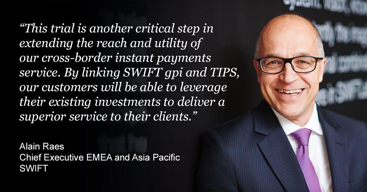 Alain Raes Chief Executive EMEA and Asia Pacific Swift Alain Raes Chief Executive EMEA and Asia Pacific Swift